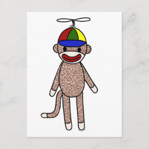 Sock Monkey Propeller Pet Briefkaart