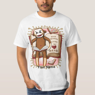 Sock Monkey Reading T-shirt