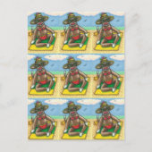 SOCK MONKEY RED BIKINI, BIJ DE BEACH CARTOON Funny Briefkaart (Voorkant)