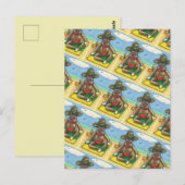 SOCK MONKEY RED BIKINI, BIJ DE BEACH CARTOON Funny Briefkaart (Voorkant / Achterkant)