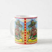 SOCK MONKEY RED BIKINI, BIJ DE BEACH CARTOON Funny Koffiemok (Voorkant links)
