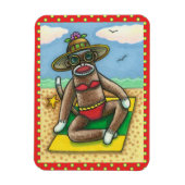 SOCK MONKEY RED BIKINI, BIJ DE BEACH CARTOON Funny Magneet (Verticaal)