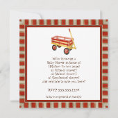Sock Monkey, Red Wagon, Boy Baby shower Invitation Kaart (Achterkant)