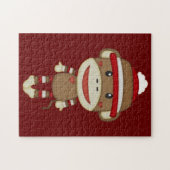 Sock Monkey Retro Family Fun Game Legpuzzel (Horizontaal)