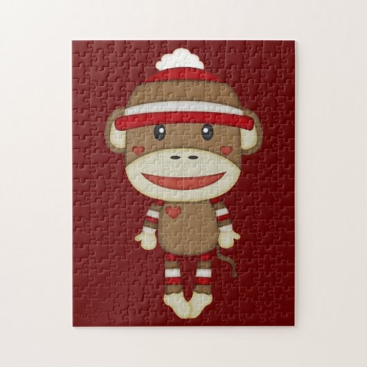 Sock Monkey Retro Family Fun Game Legpuzzel (Verticaal)