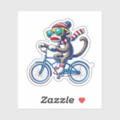Sock Monkey Riding Bike Sticker (Vel)
