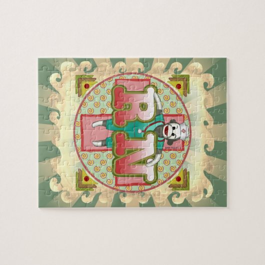 Sock Monkey RN Nurse Legpuzzel (Horizontaal)