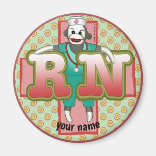Sock Monkey RN Nurse magneet