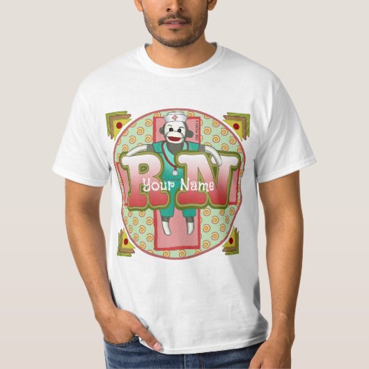 Sock Monkey RN Nurse T-shirt (Voorkant)