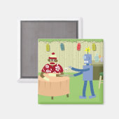 Sock Monkey Robot Waiter Magneet (Voorkant / Achterkant)
