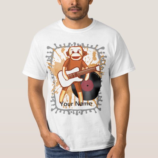 Sock Monkey Rock and Roll custom T-shirt (Voorkant)
