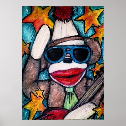Sock Monkey Rock Star Poster (Voorkant)