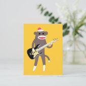 Sock Monkey Rocks met Electric Guitar Briefkaart (Staand voorkant)