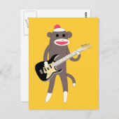Sock Monkey Rocks met Electric Guitar Briefkaart (Voorkant / Achterkant)