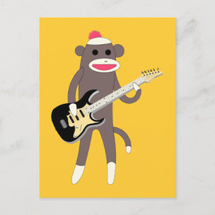 Sock Monkey Rocks met Electric Guitar Briefkaart