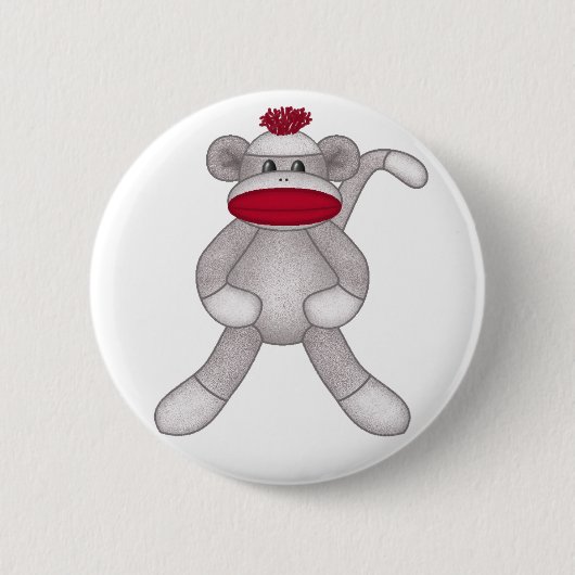 Sock Monkey Ronde Button 5,7 Cm (Voorkant)