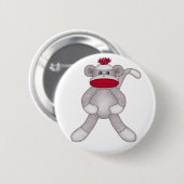 Sock Monkey Ronde Button 5,7 Cm (Voorkant /achterkant)