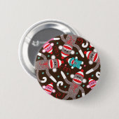 Sock Monkey Ronde Button 5,7 Cm (Voorkant /achterkant)