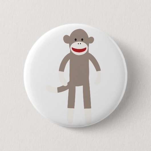 Sock Monkey Ronde Button 5,7 Cm (Voorkant)