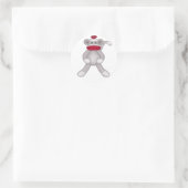Sock Monkey Ronde Sticker (Tas)