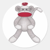 Sock Monkey Ronde Sticker (Voorkant)
