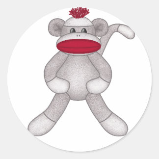 Sock Monkey Ronde Sticker