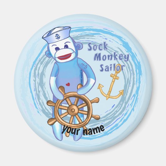 Sock Monkey Sailor Magneet (Voorkant)