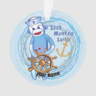 Sock Monkey Sailor Ornament