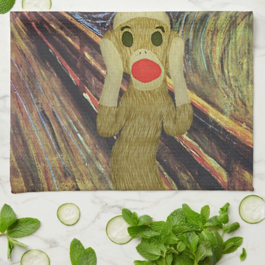 Sock Monkey-scherm Theedoek (Gevouwen)