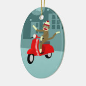 Sock Monkey Scooter Keramisch Ornament (Links)