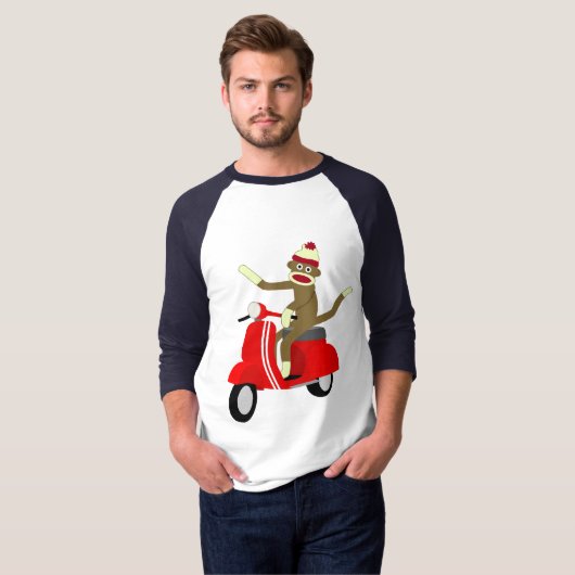 Sock Monkey Scooter T-shirt (Voorkant volledig)