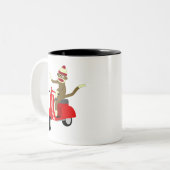 Sock Monkey Scooter Tweekleurige Koffiemok (Voorkant links)