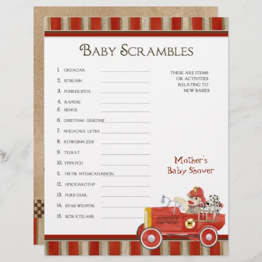 Sock Monkey, Shower Bingo in Scramble Game (Voorkant / Achterkant)