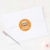 Sock Monkey Sinaasappel Verjaardag Stickers Kelly (Envelop)