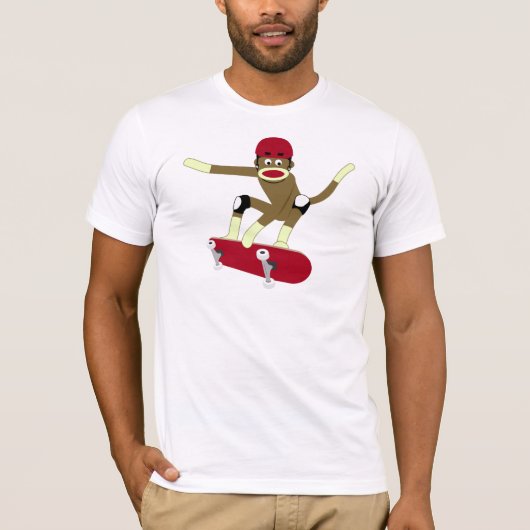 Sock Monkey Skateboarder T-shirt (Voorkant)