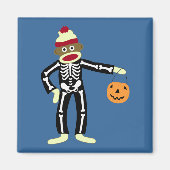 Sock Monkey Skeleton Halloween Magneet (Voorkant)