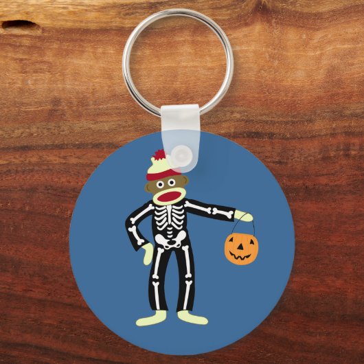 Sock Monkey Skeleton Halloween Sleutelhanger (Voorkant)