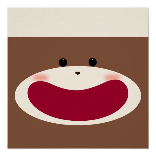 Sock Monkey Smile(Boy)Glanzend Poster (Voorkant)