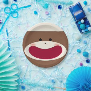 Sock Monkey Smile(jongen) Papieren Bordje