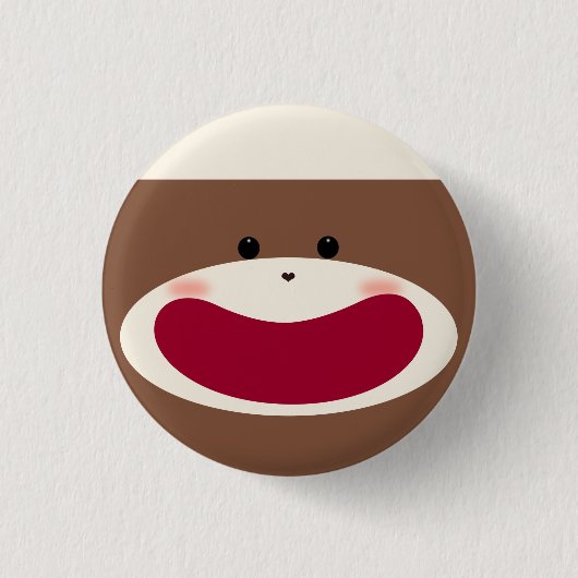 Sock Monkey Smile(jongen) Ronde Button 3,2 Cm (Voorkant)