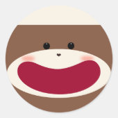 Sock Monkey Smile(jongen) Ronde Sticker (Voorkant)