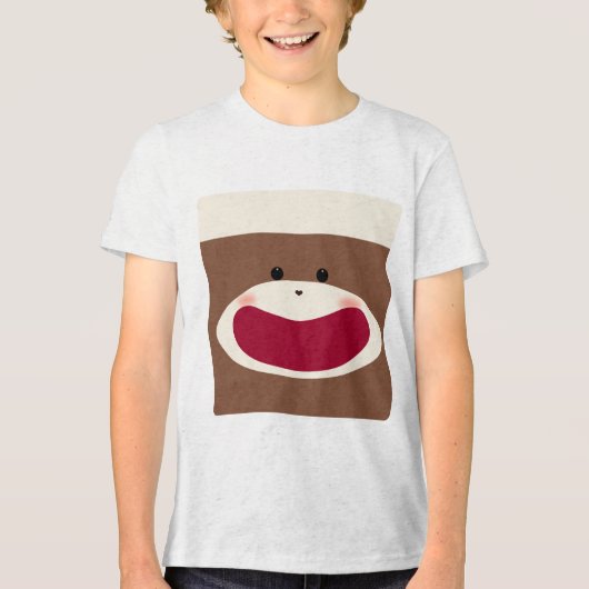 Sock Monkey Smile(jongen) Tri-Blend Shirt (Voorkant)