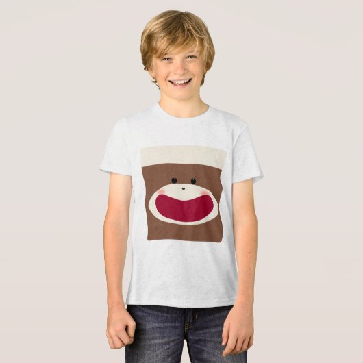 Sock Monkey Smile(jongen) Tri-Blend Shirt (Voorkant volledig)