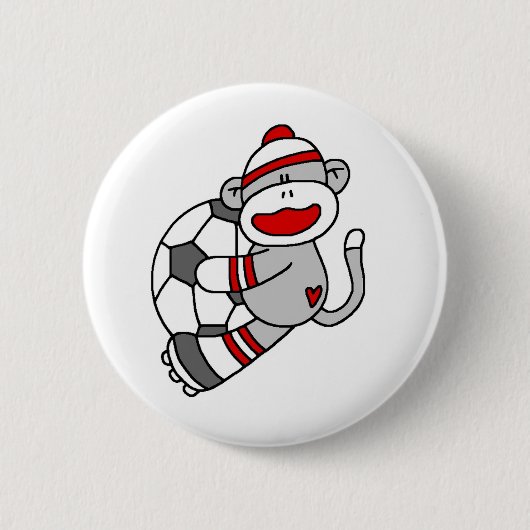 Sock Monkey Soccer Ronde Button 5,7 Cm (Voorkant)