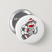 Sock Monkey Soccer Ronde Button 5,7 Cm (Voorkant /achterkant)