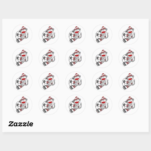 Sock Monkey Soccer Ronde Sticker (Vel)