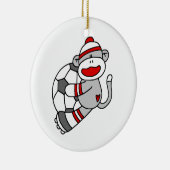 Sock Monkey Soccer T shirten en cadeaus Keramisch Ornament (Rechts)