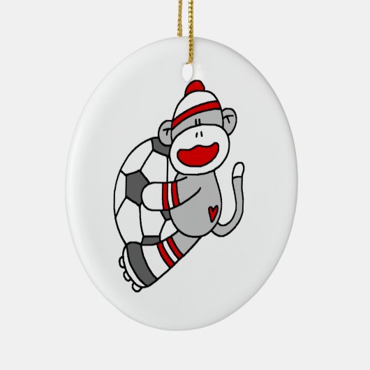 Sock Monkey Soccer T shirten en cadeaus Keramisch Ornament (Rechts)