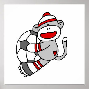 Sock Monkey Soccer T shirten en cadeaus Poster