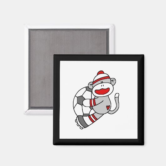 Sock Monkey Soccer Tshirts en Gifts Magneet (Voorkant / Achterkant)